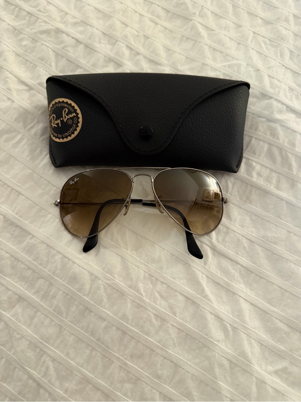 Ray-Ban Silver Frame Sunglasses with Brown Gradient Lenses